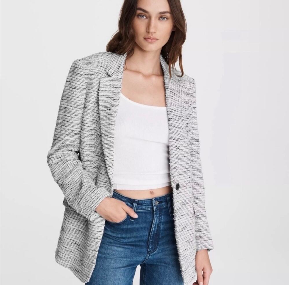 Rag & Bone NWOT Ames Black White Check Deconstructed Cotton Virgin Wool Blazer